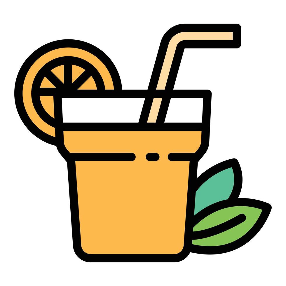 Orange cocktail icon, outline style vector