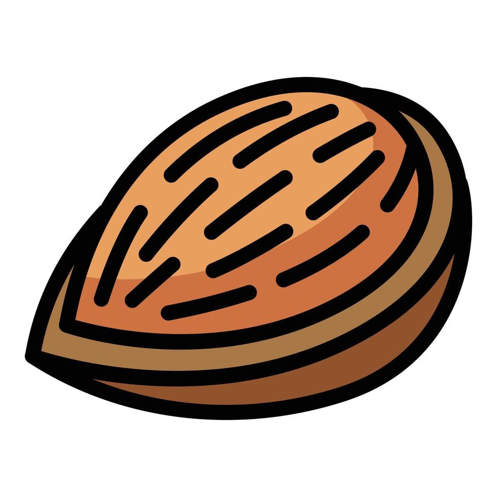 Half almond icon, outline style vector