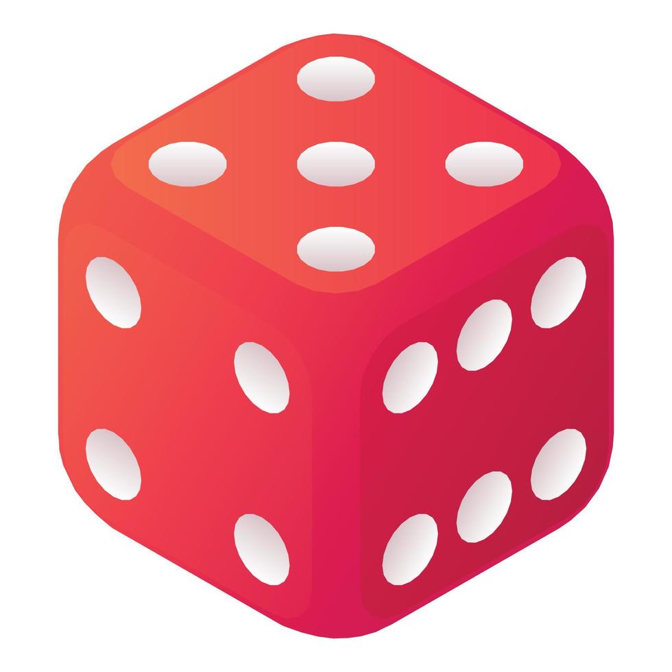 Game dice icon, isometric style vector