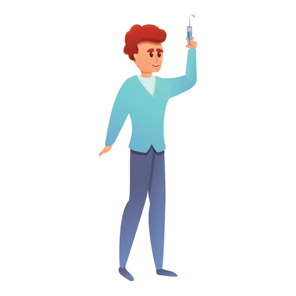 Veterinary syringe icon, cartoon style vector