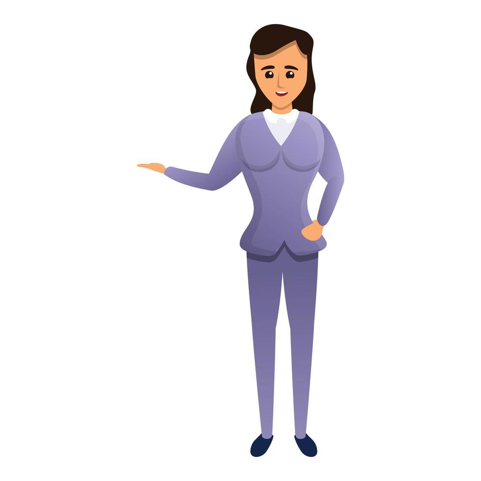 Woman insurance agent icon, cartoon style vector