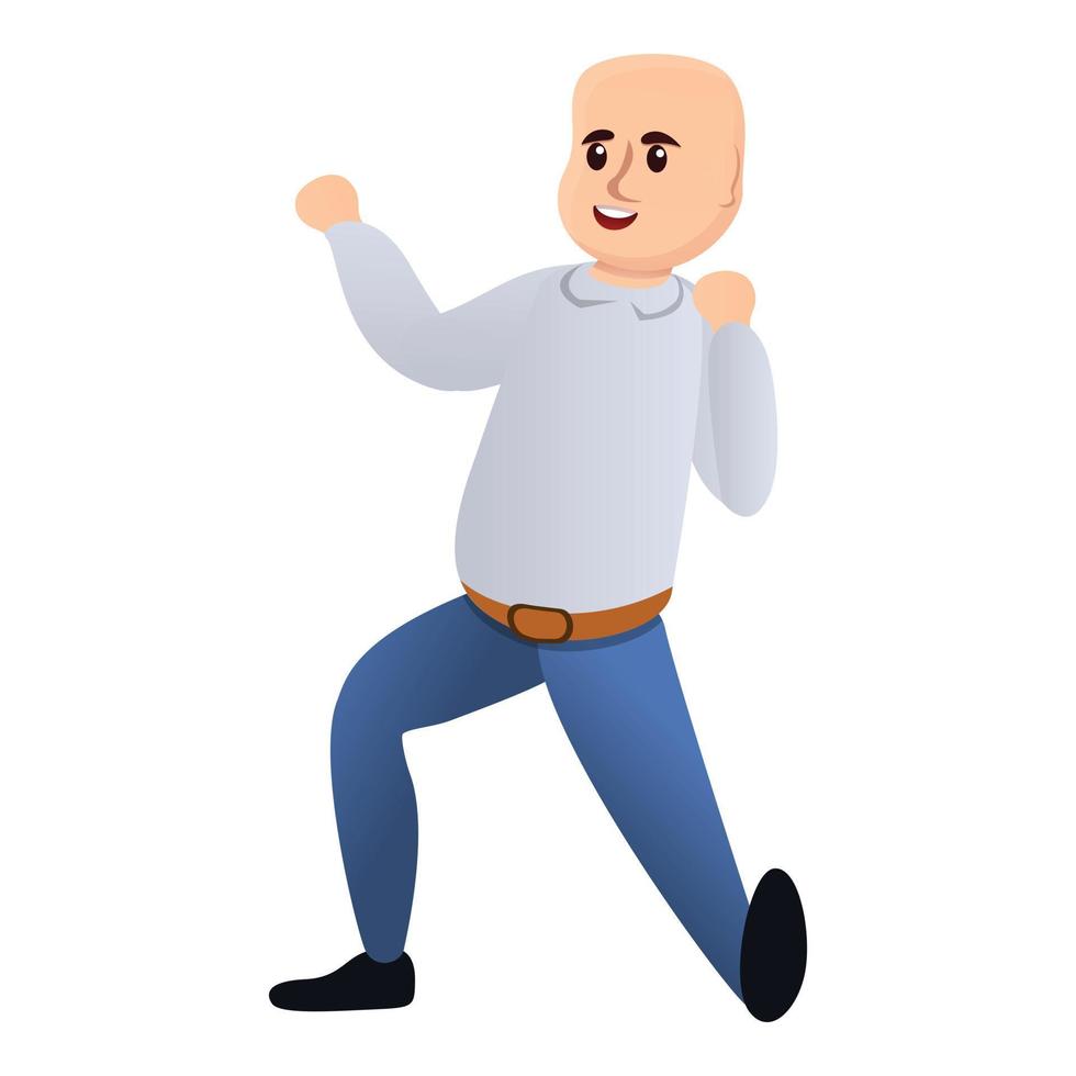 Bald man dancing icon, cartoon style vector