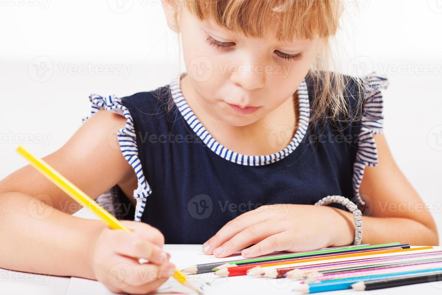 Little Girl With Color Pencil photo