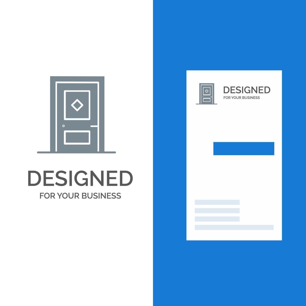 diseño de logotipo gris de puerta de construcción de construcción y plantilla de tarjeta de visita vector