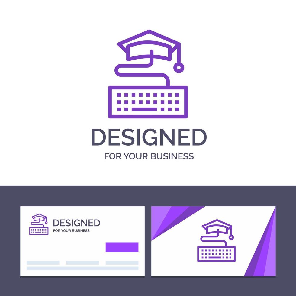 Creative Business Card and Logo template Key Keyboard Education Graduation Vector Illustration