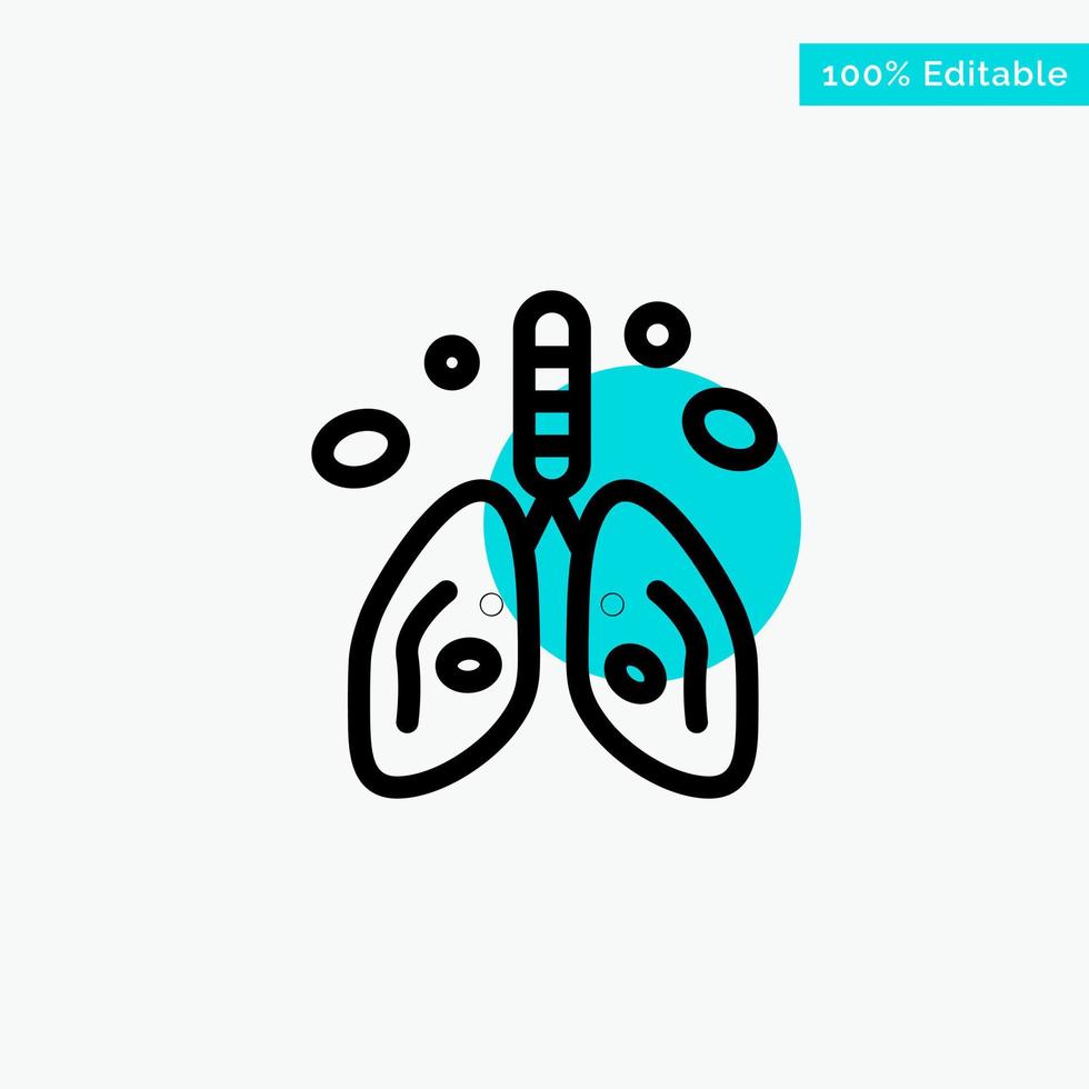 Pollution Cancer Heart Lung Organ turquoise highlight circle point Vector icon