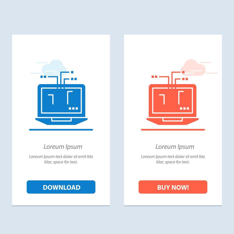 Computer Network Laptop Hardware  Blue and Red Download and Buy Now web Widget Card Template vector