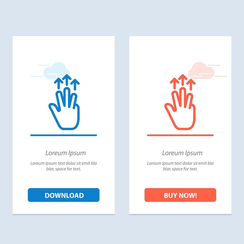 Gestures Hand Mobile Three Finger Touch  Blue and Red Download and Buy Now web Widget Card Template vector