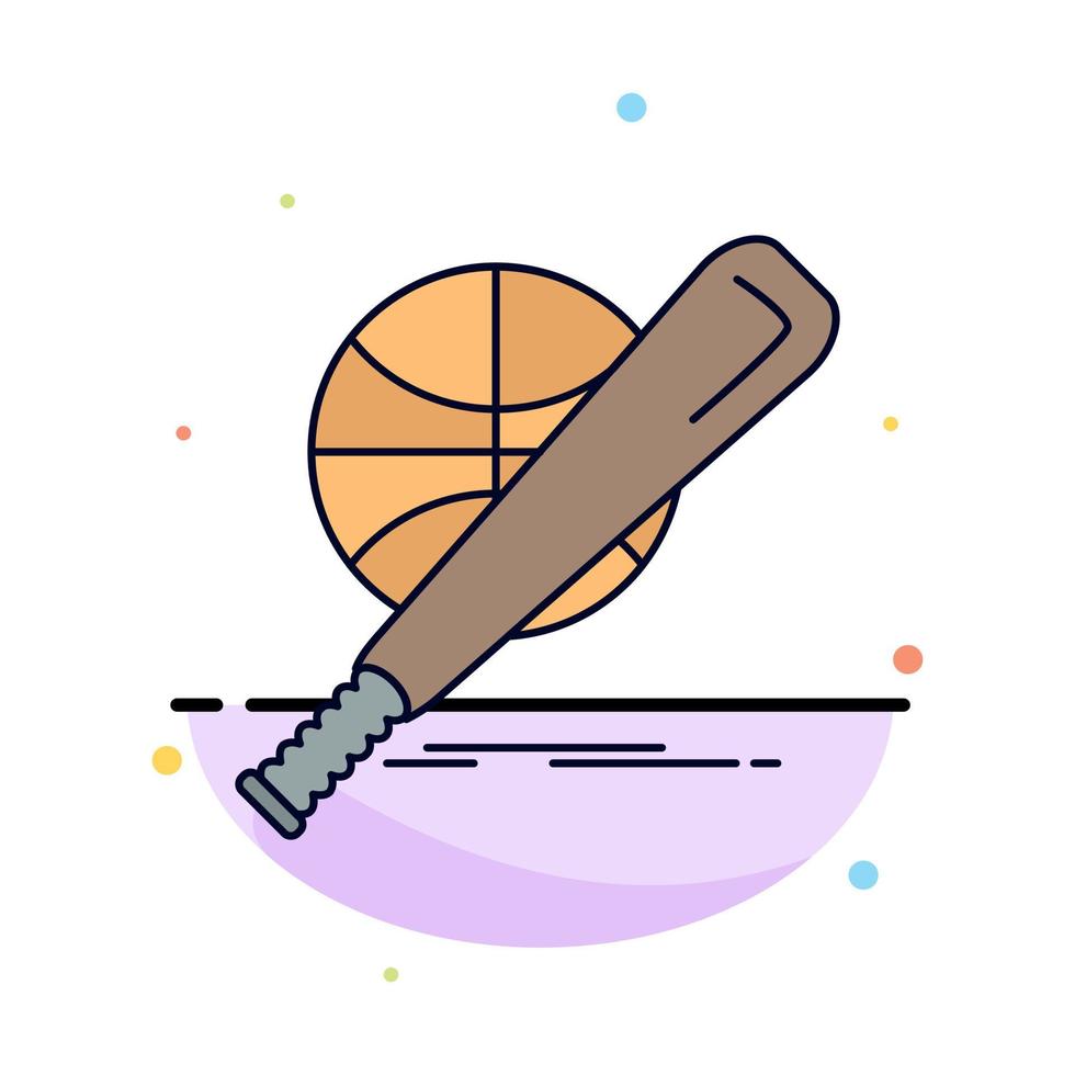 baseball basket ball game fun Flat Color Icon Vector