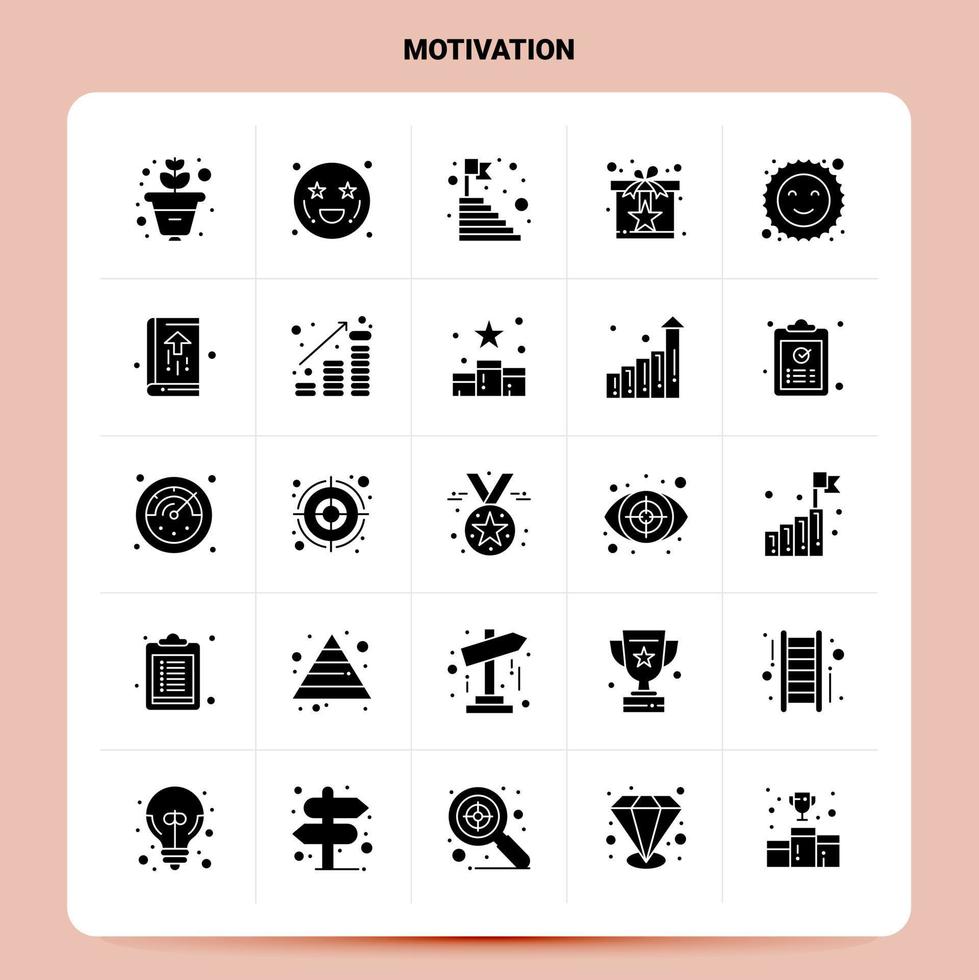Solid 25 Motivation Icon set Vector Glyph Style Design Black Icons Set Web and Mobile Business ideas design Vector Illustration