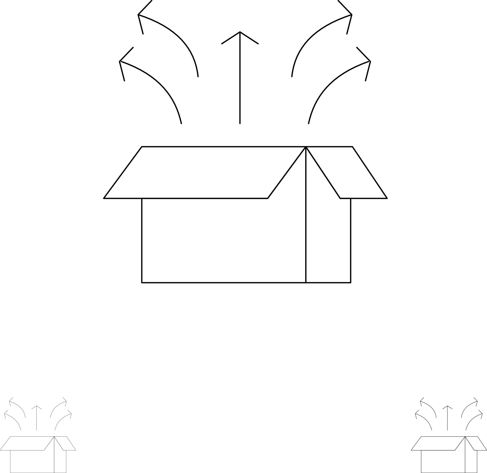 Release Box Launch Open Box Product Bold and thin black line icon set