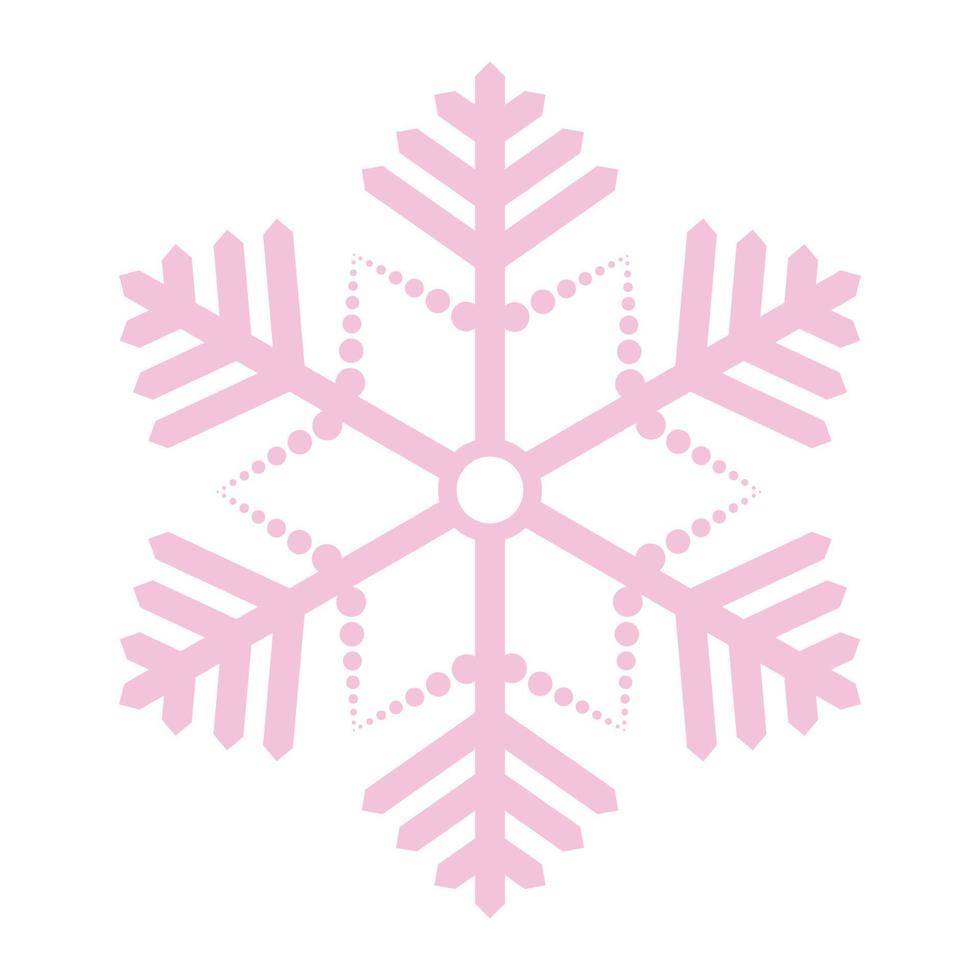 Pink snowflake in flat style. A fragile crystal of intricate shape. snow flakes. frozen star vector