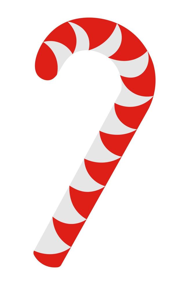 Striped lollipop. A candy cane shaped like a sugar cane. Christmas Red