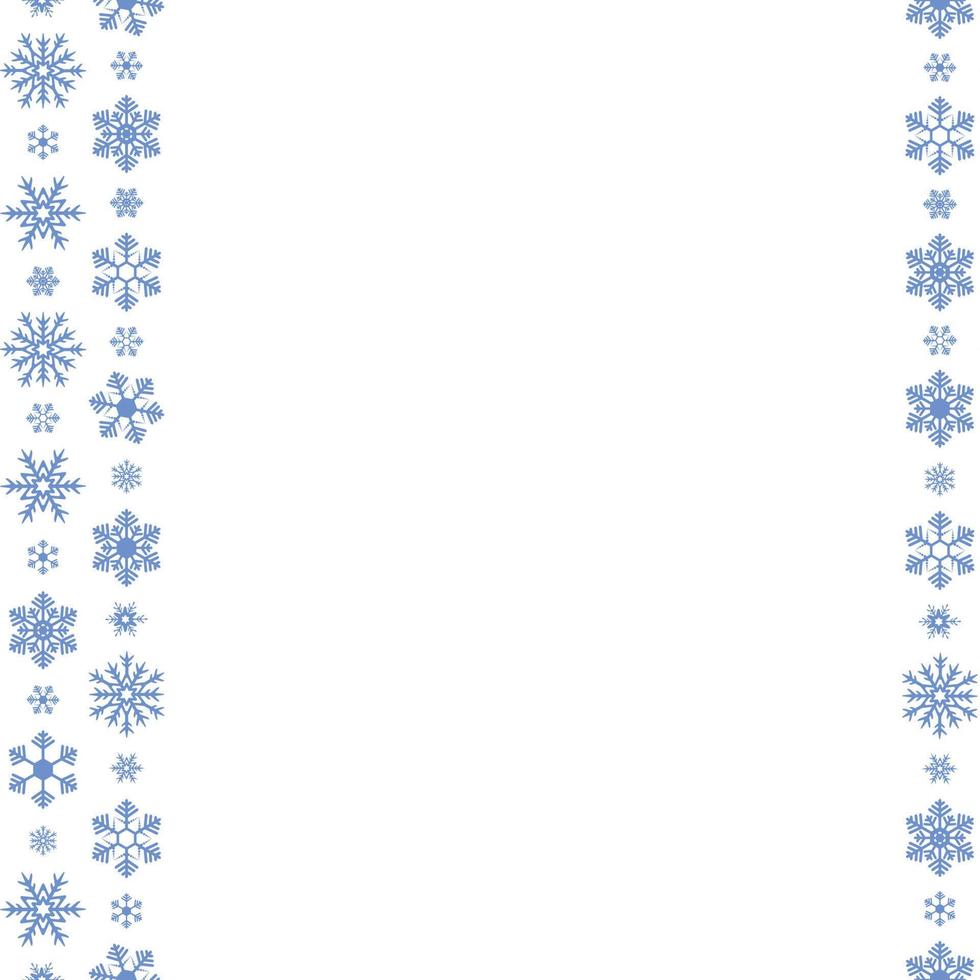 Snowflakes. Seamless vertical border. Repeating vector pattern.  Endless holiday ornament.