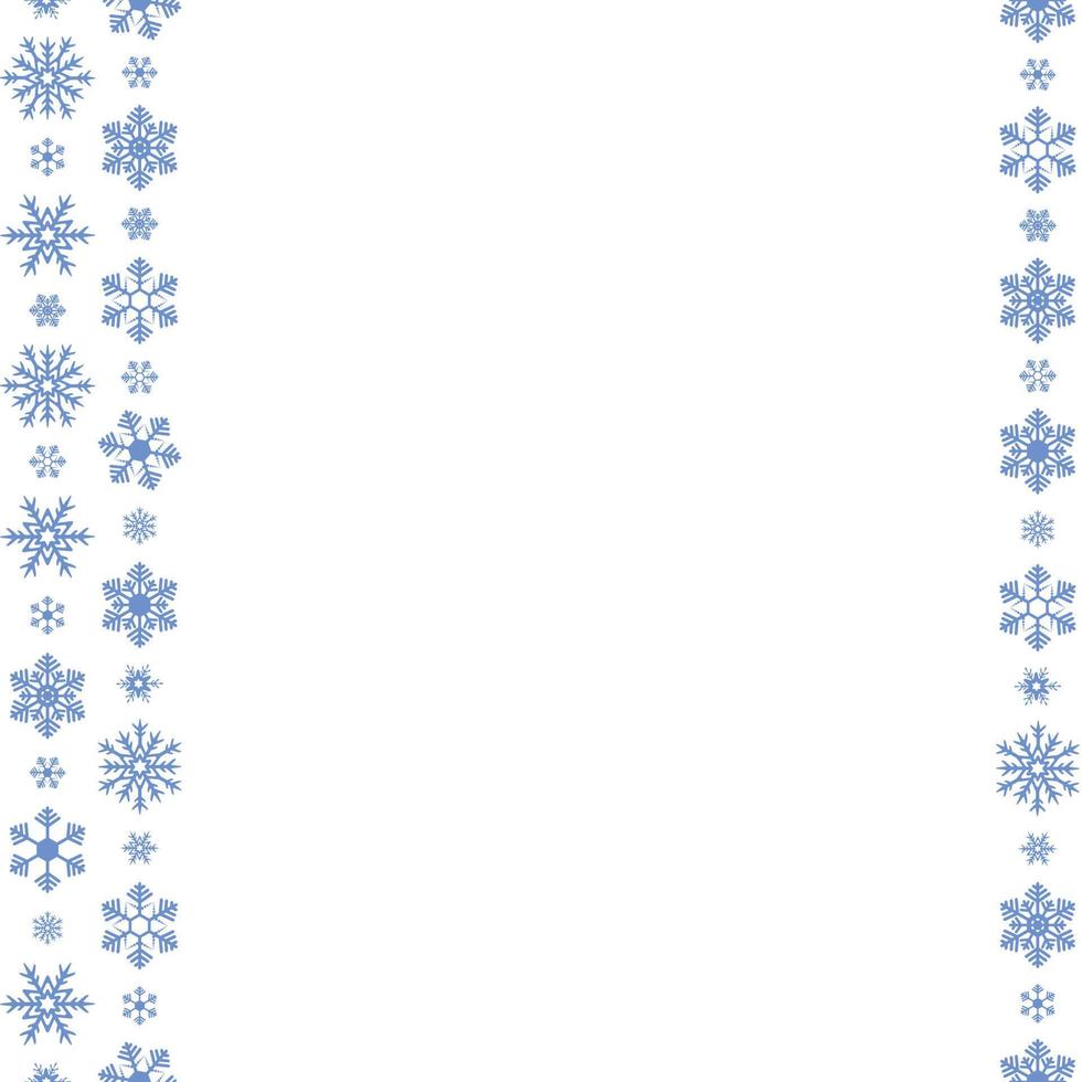 copos de nieve. borde vertical sin costuras. patrón vectorial repetitivo. ornamento de vacaciones sin fin. vector