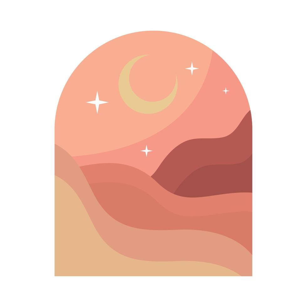 window and crescent moon vector