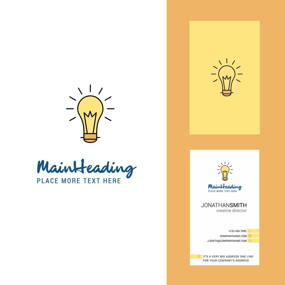 Bulb Creative Logo and business card vertical Design Vector