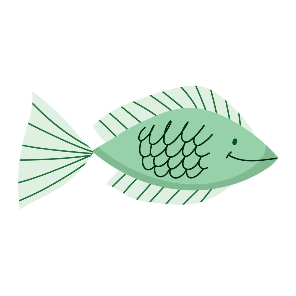 green fish sea life vector