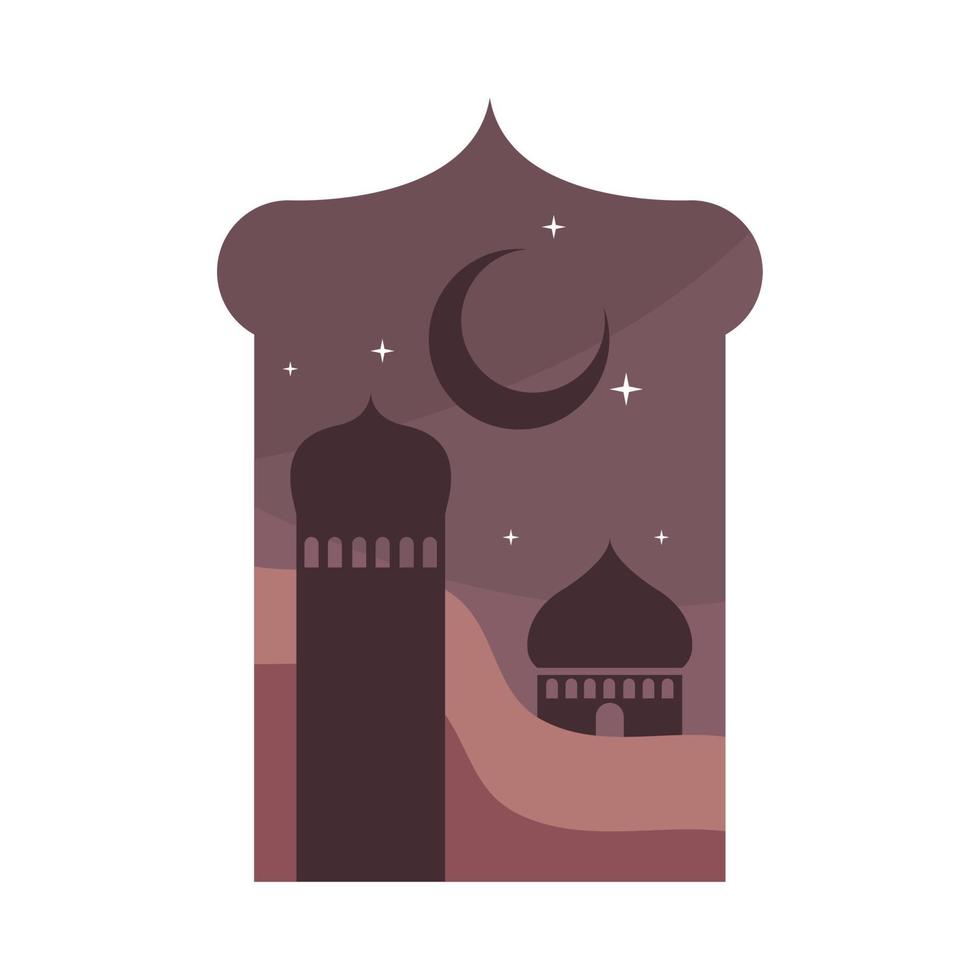 window arabic mosque and moon vector
