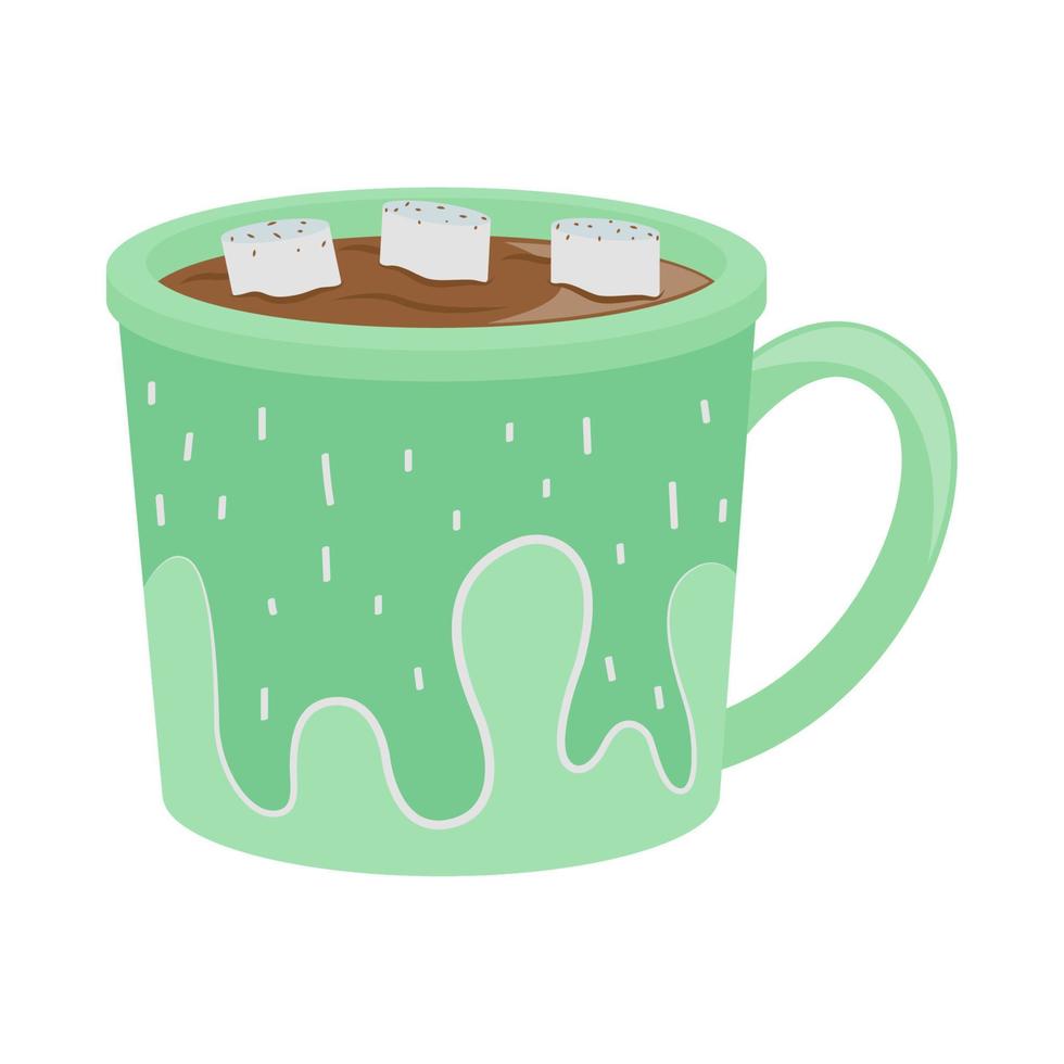 hot cocoa with marshmallow vector