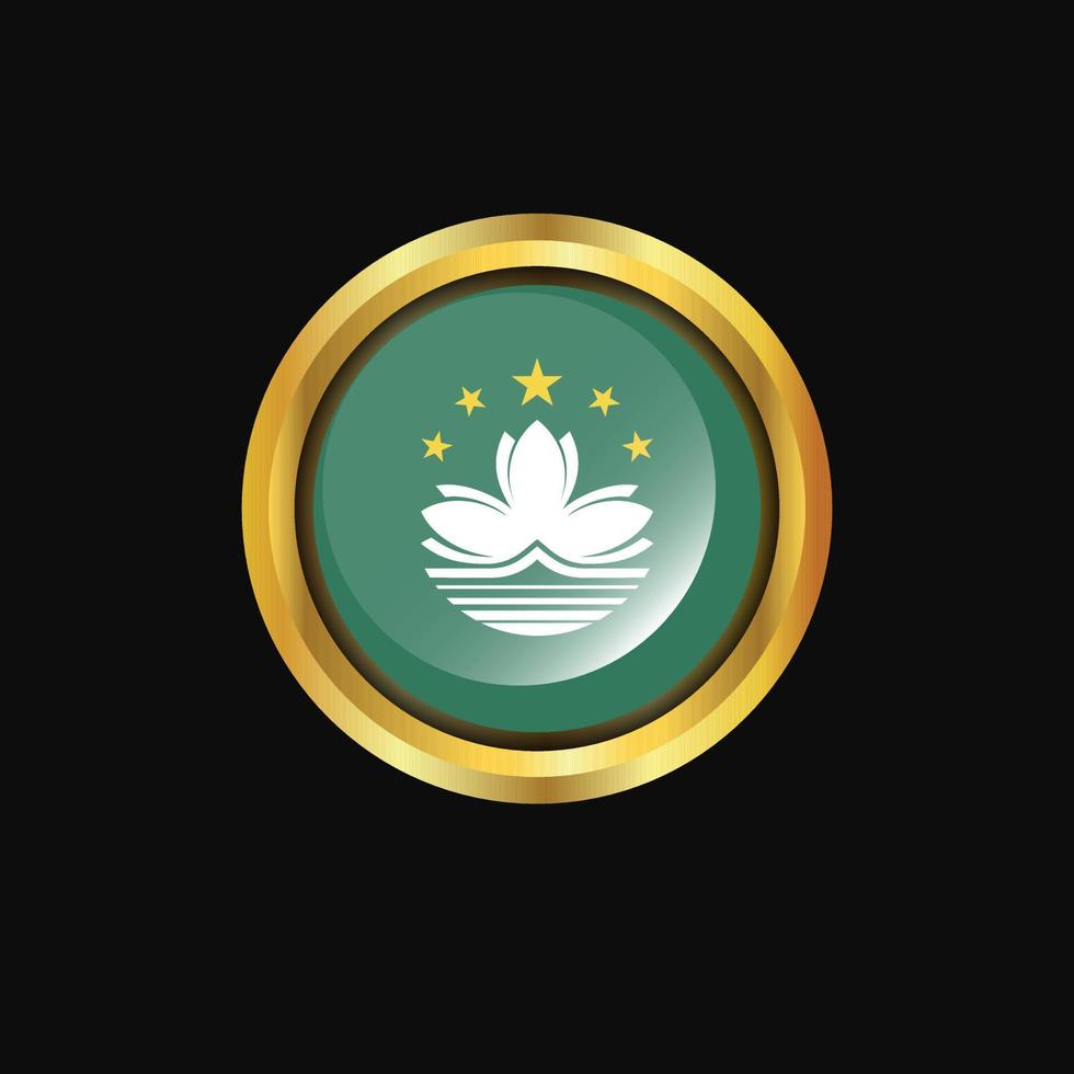 Macau flag Golden button vector