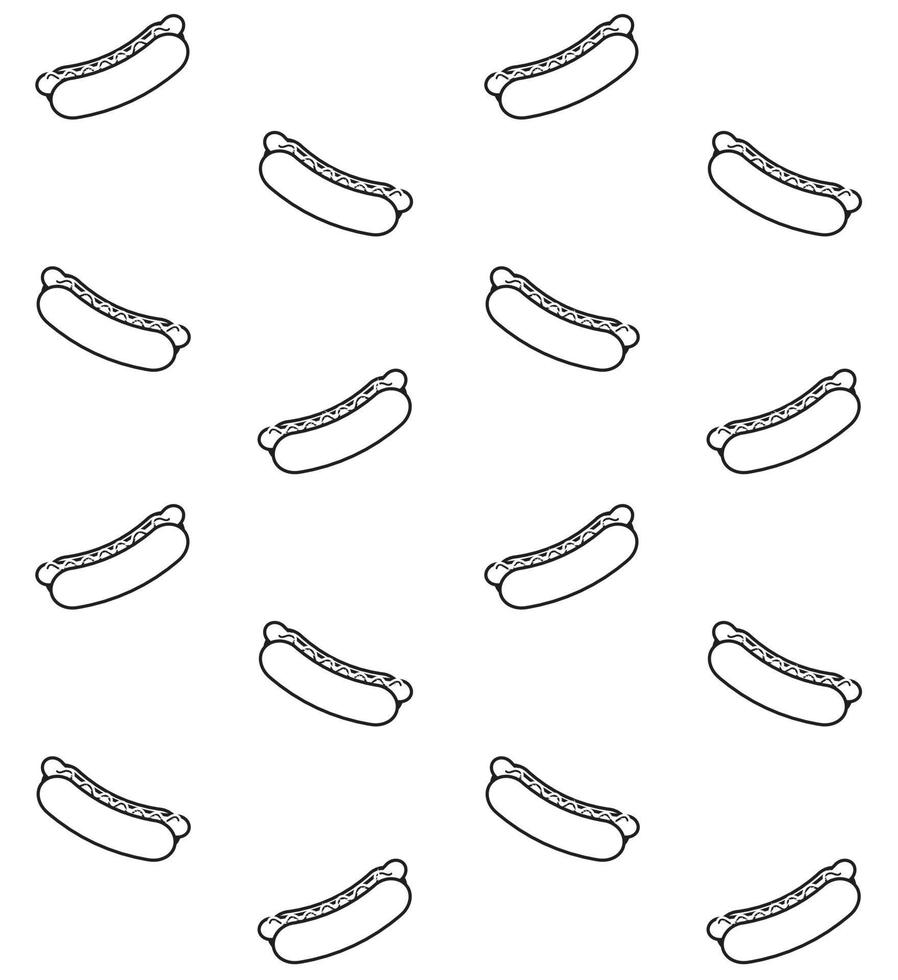 Vector seamless pattern of hot dog