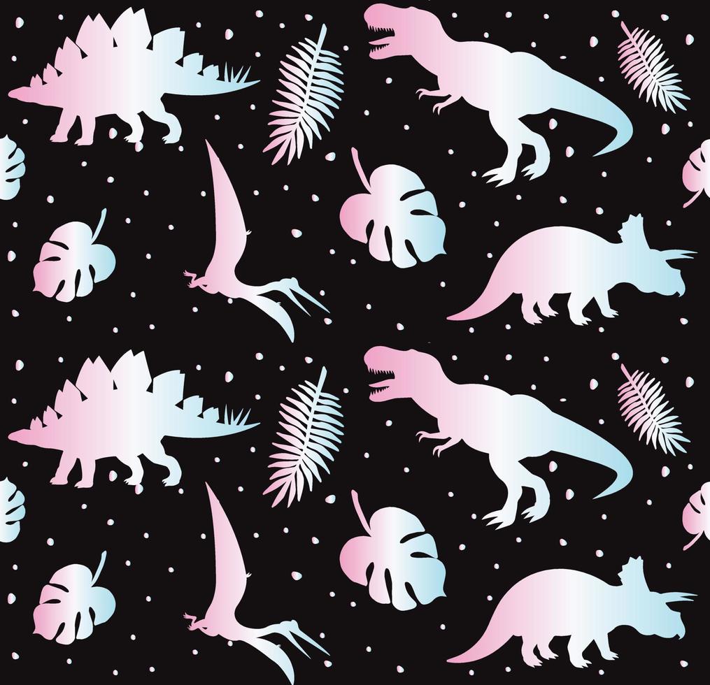 Vector seamless pattern of dinosaurs silhouette