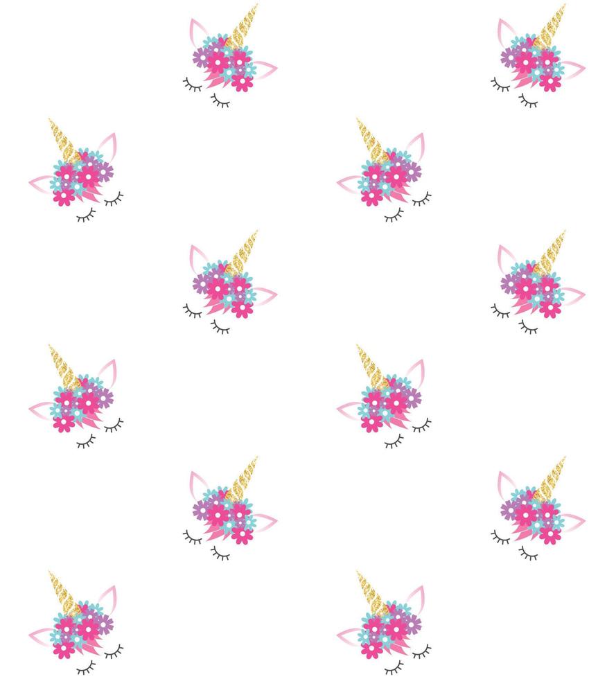 Vector seamless pattern of unicorn face