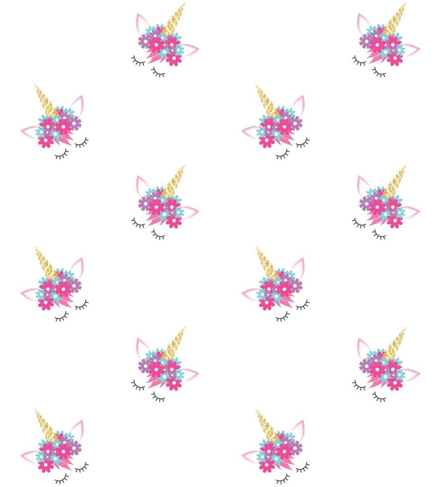 Vector seamless pattern of unicorn face