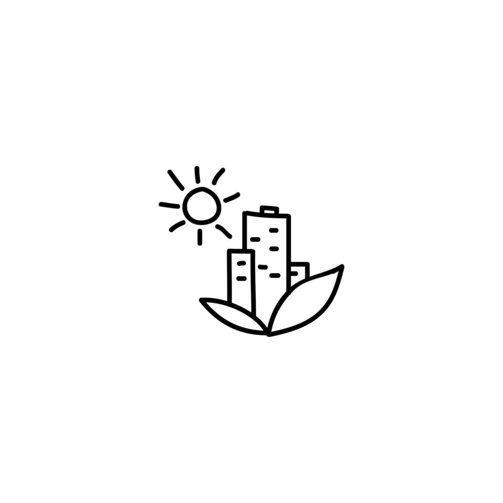 Hand drawn green energy icon, simple doodle icon vector