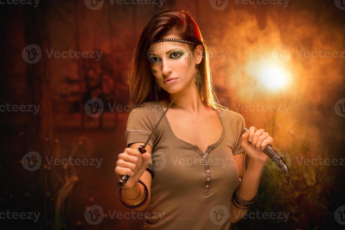 Warrior Woman With Combat Knife photo