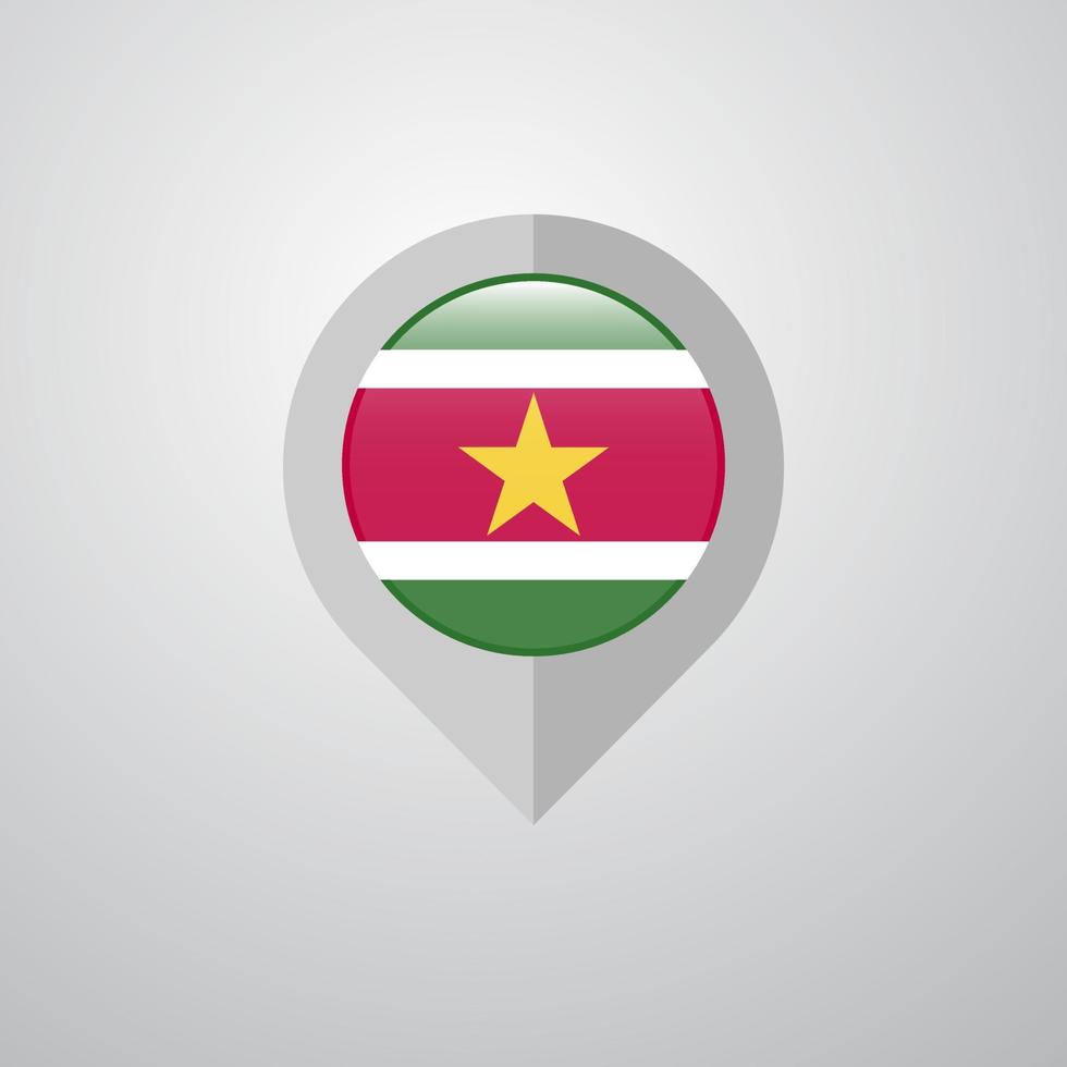 puntero de navegación de mapa con vector de diseño de bandera de surinam