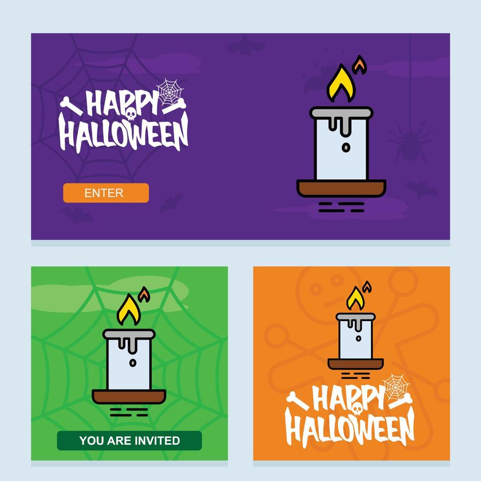 diseño de invitación de feliz halloween con vector de vela