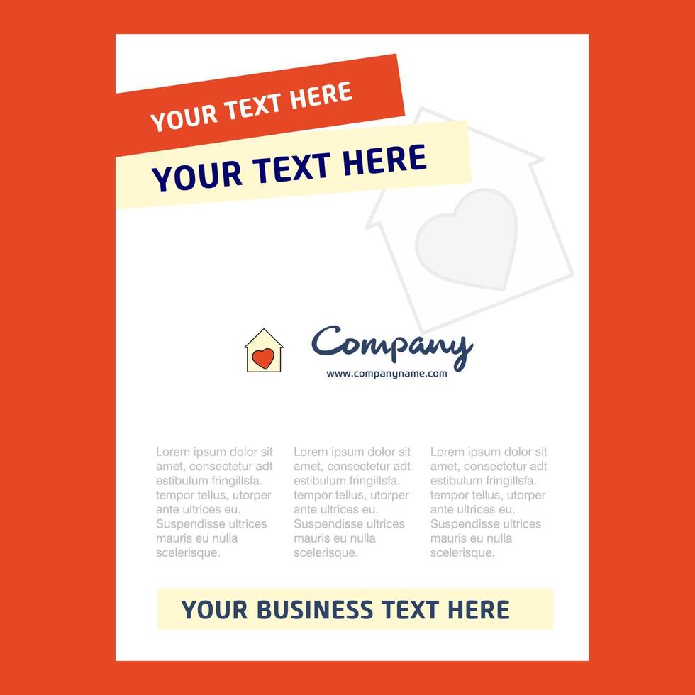 Love house Title Page Design for Company profile annual report presentations leaflet Brochure Vector Background