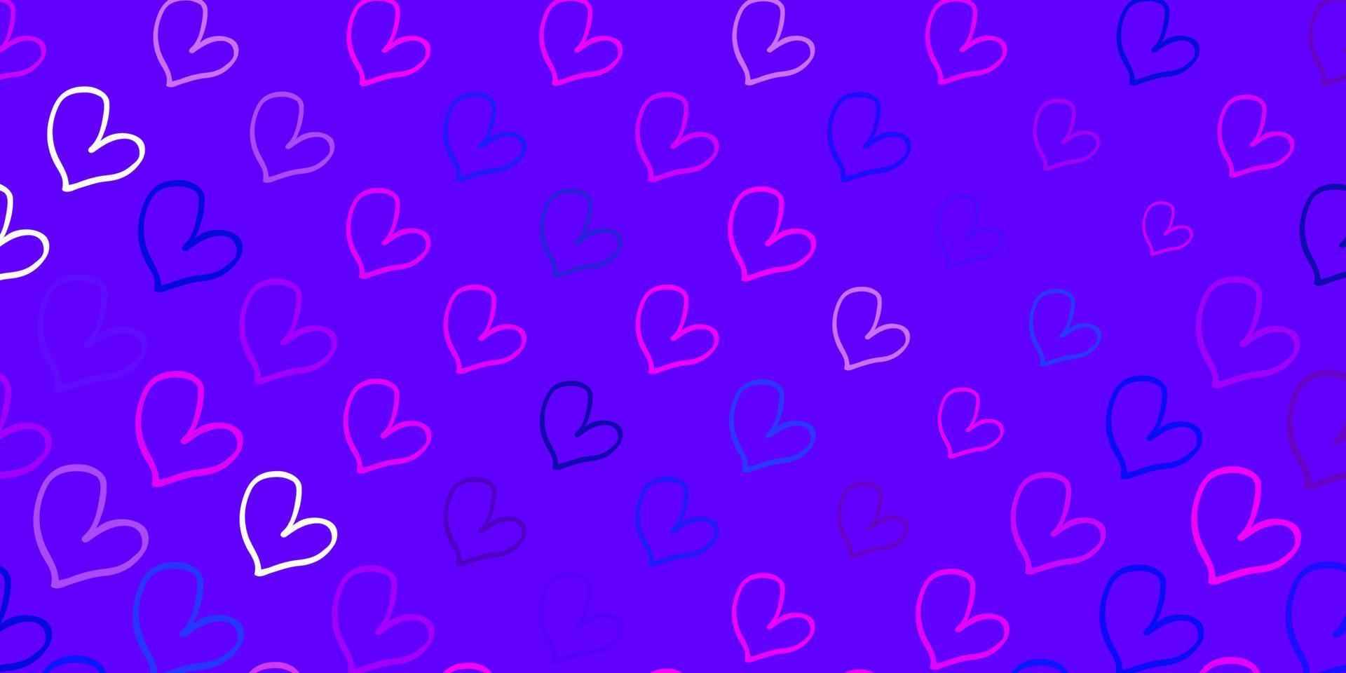 Light Pink, Blue vector texture with lovely hearts.