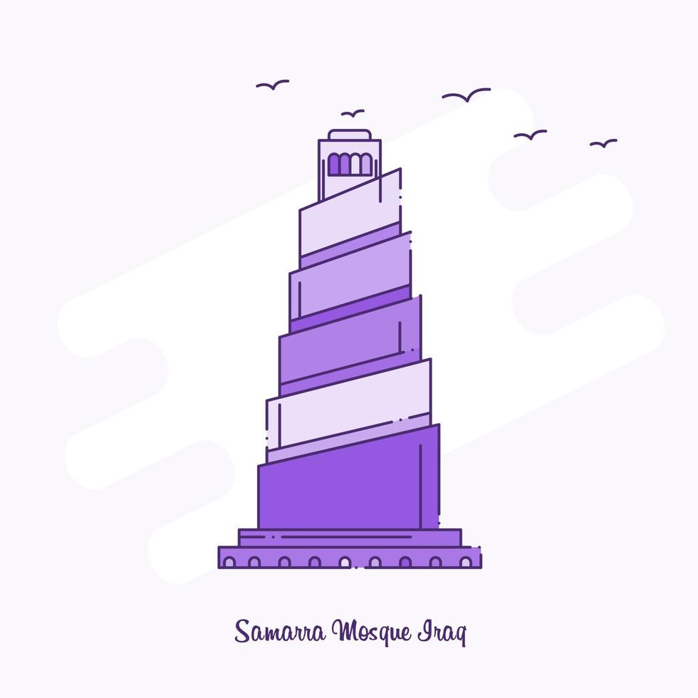 SAMARRA MOSQUE IRAQ Landmark Purple Dotted Line skyline vector illustration