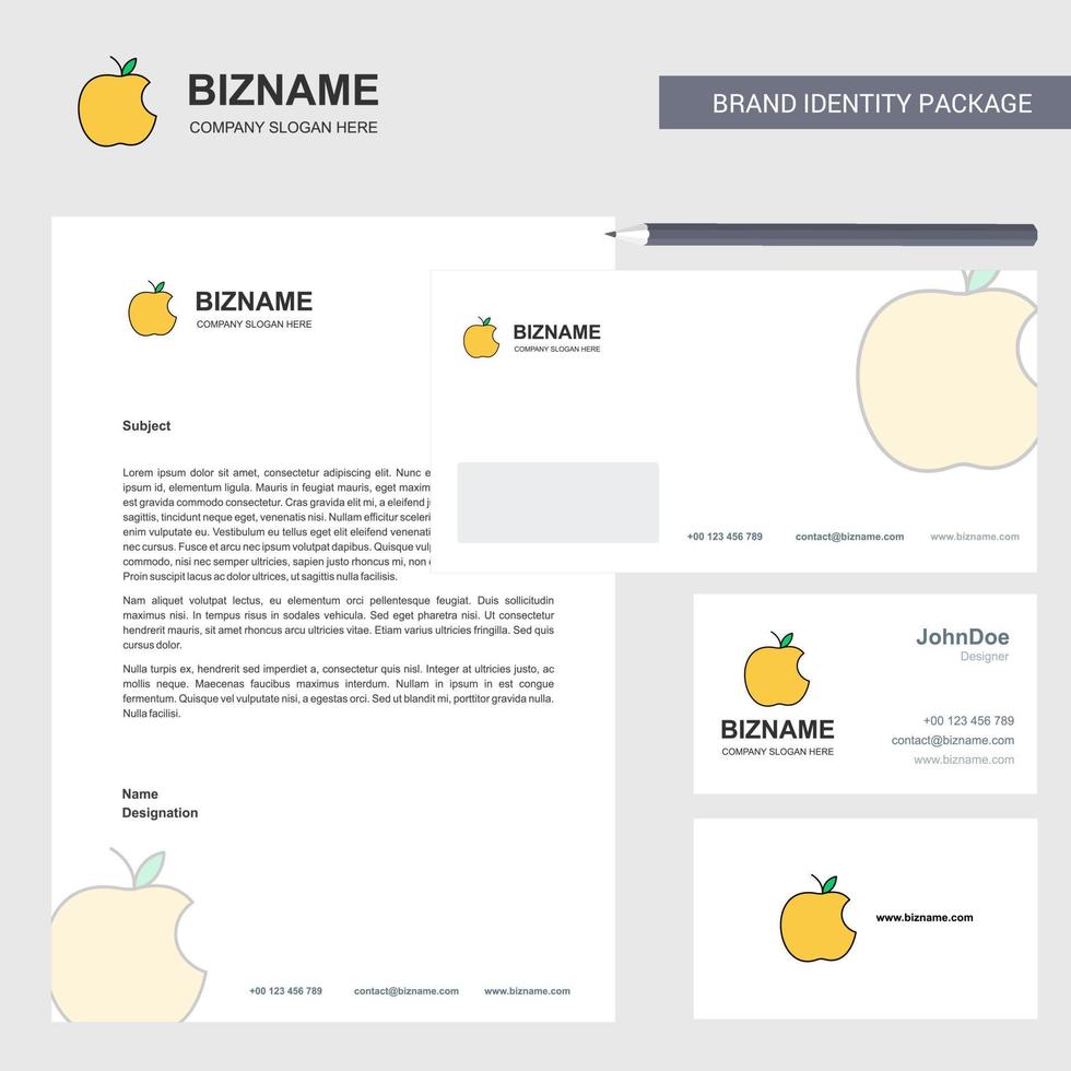 Apple Business Letterhead Envelope and visiting Card Design vector template