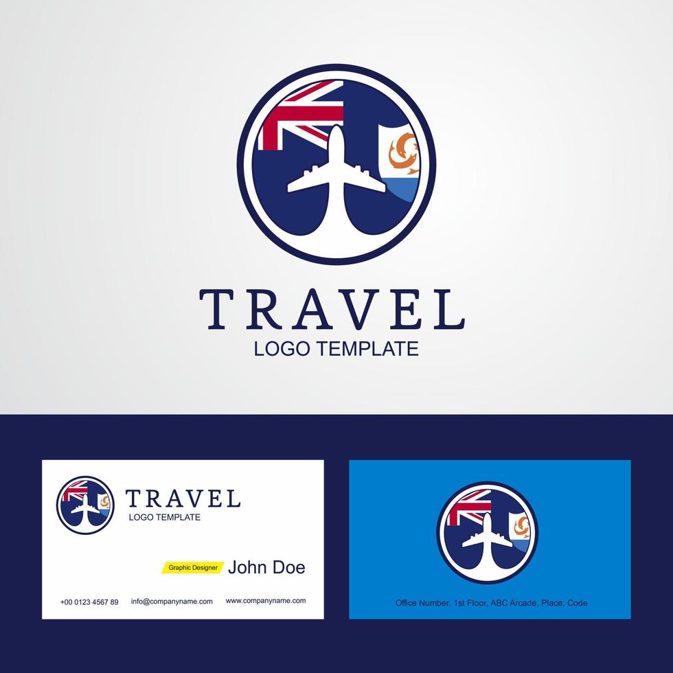 Travel Anguilla Creative Circle flag Logo and Business card design vector