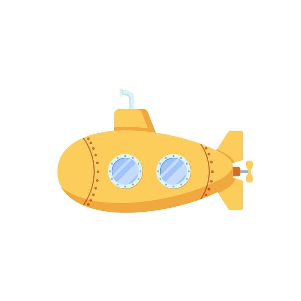 diseño plano submarino amarillo vector