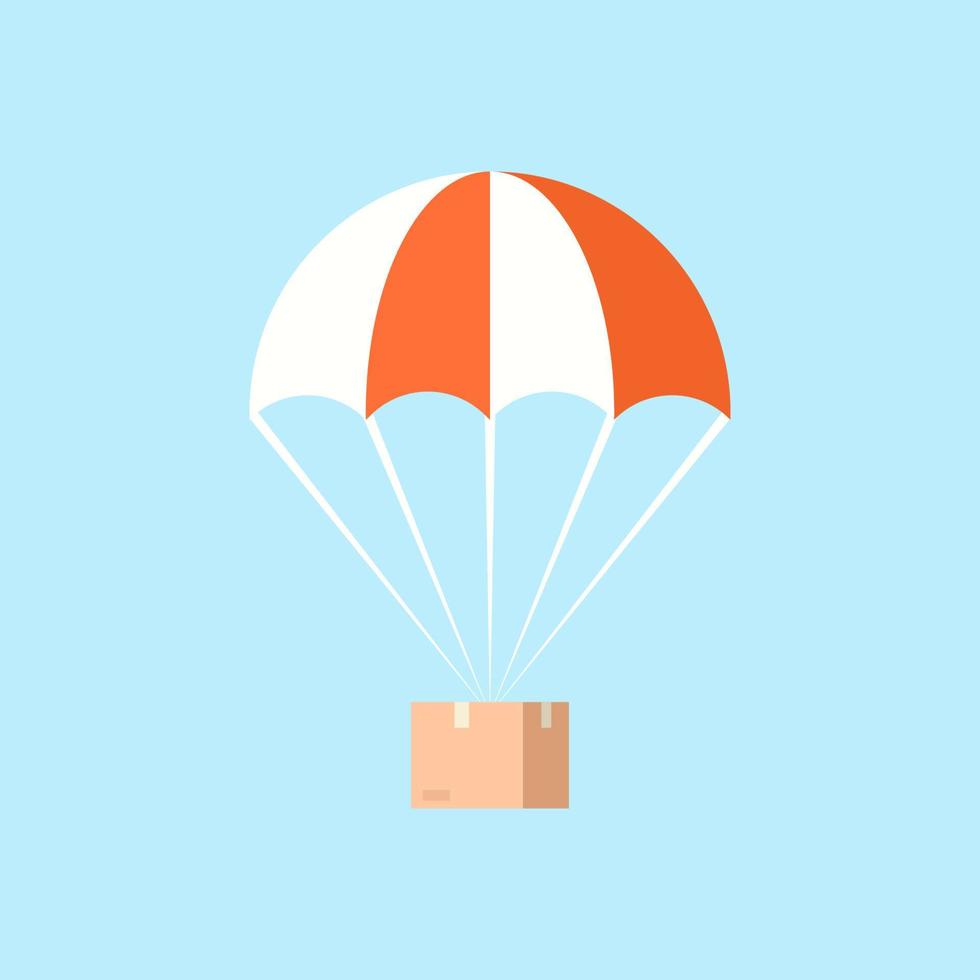 Parachute box delivery flat design vector