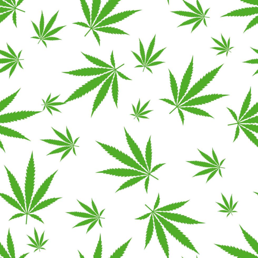 patrón sin costuras con estilo plano de hojas de cannabis vector