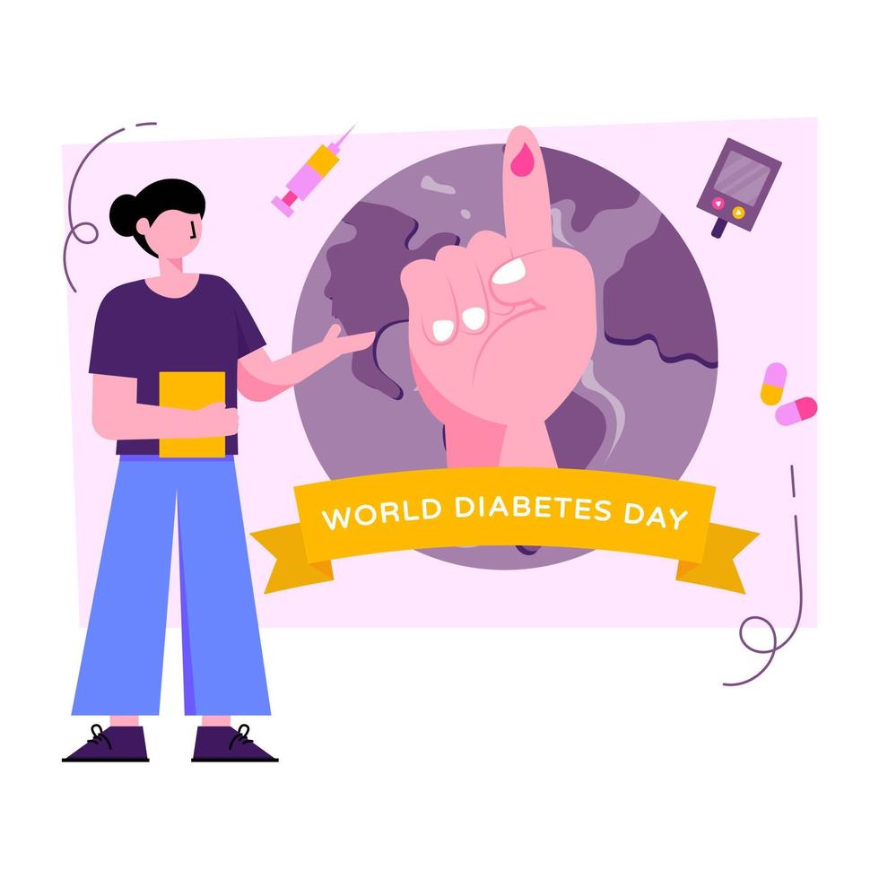 ilustración de diseño plano del día mundial de la diabetes vector