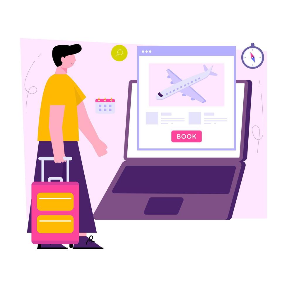 Premium download illustration of online flight booking vector