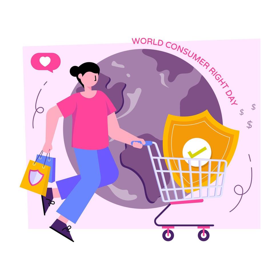 World consumer right day illustration in editable design vector