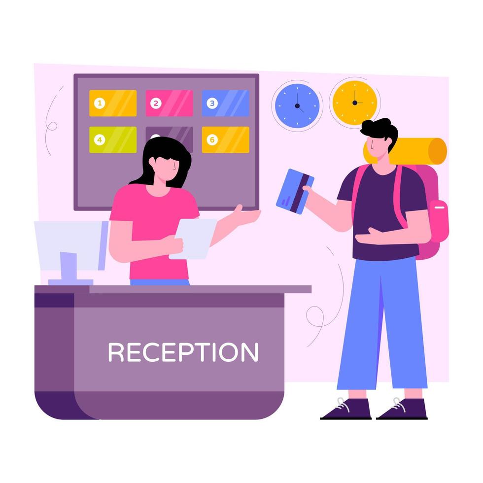 Unique design illustration of hotel reception vector