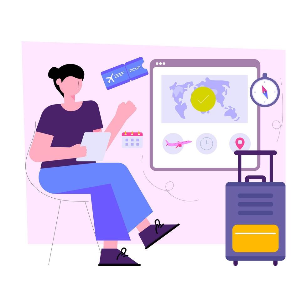 Premium download illustration of online flight booking vector