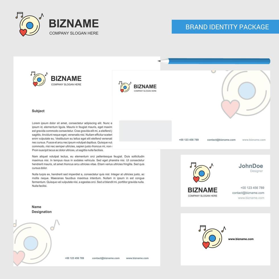 Music disk Business Letterhead Envelope and visiting Card Design vector template