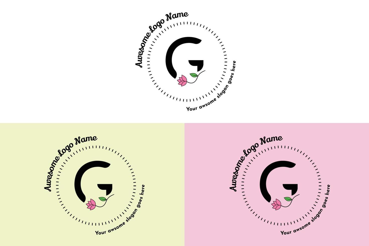 Feminine G Letter logo, modern minimalistic and floral badge templates for branding, identity, boutique, salon vector. Simple floral G Letter Logo Design Vector. vector