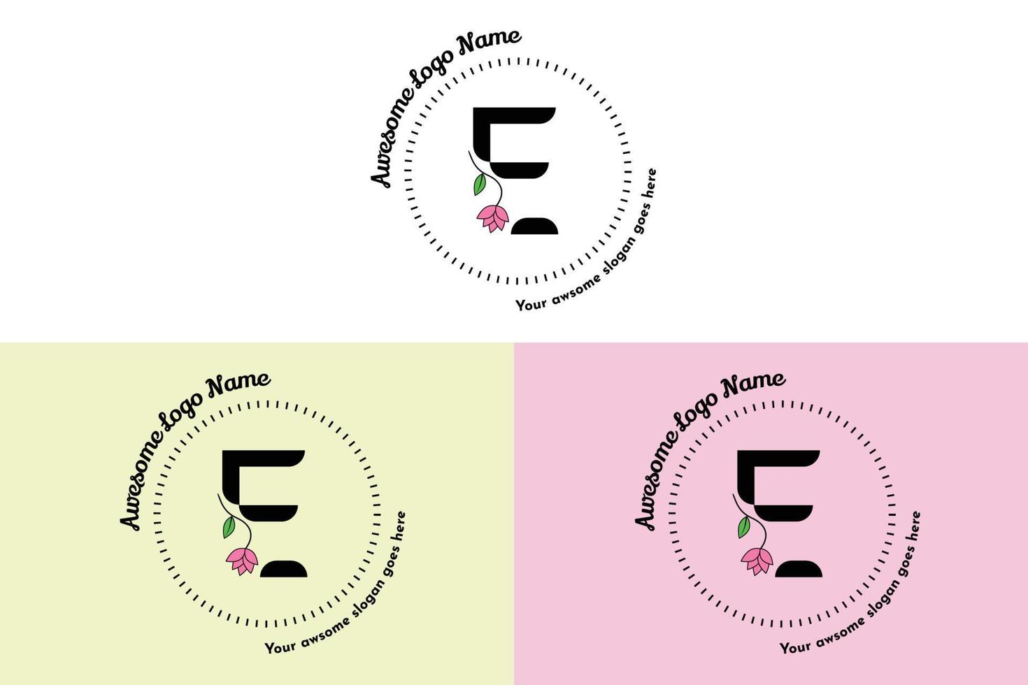 Feminine E Letter logo, modern minimalistic and floral badge templates for branding, identity, boutique, salon vector. Simple floral E Letter Logo Design Vector. vector