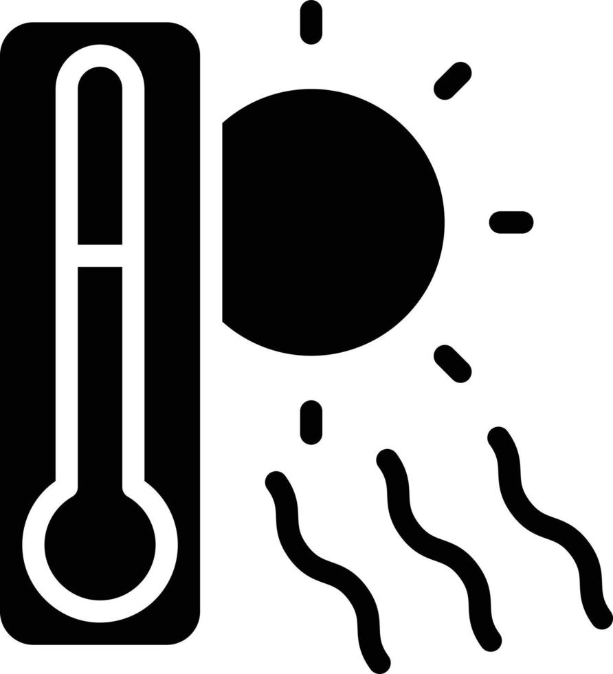 temperatura de calor del rayo solar caliente - icono sólido vector